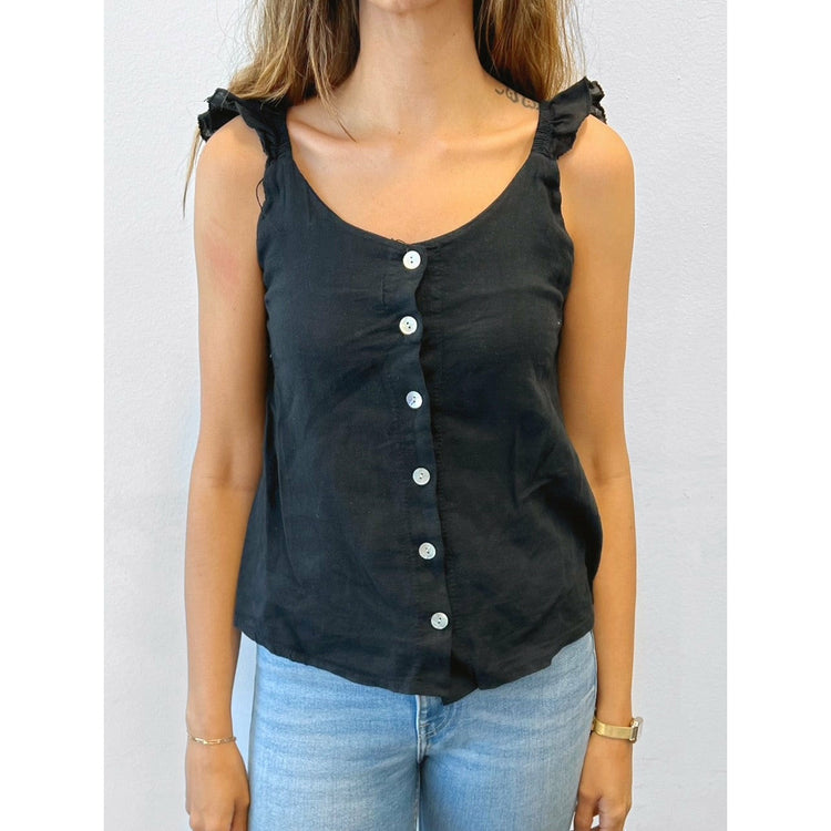 Only Accessories Linen Tank Black