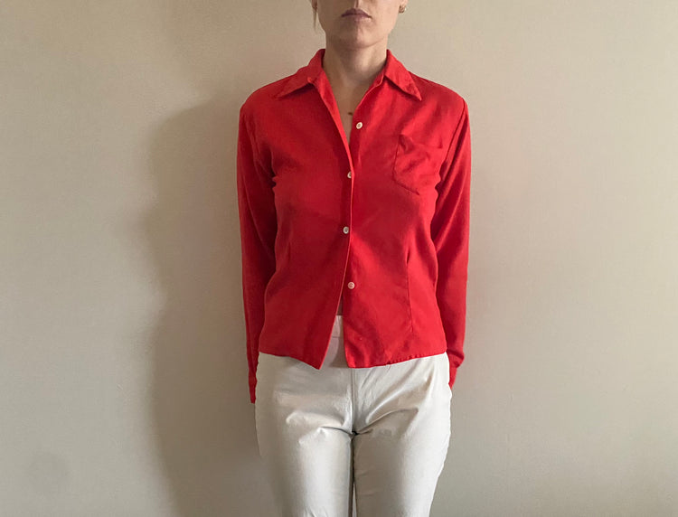 Red Button up Blouse