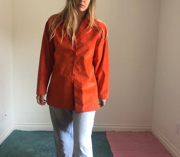 Vintage Suede Orange Shirt Jacket
