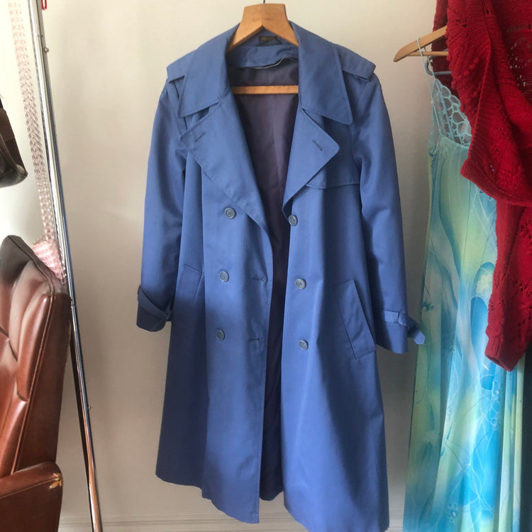 Vintage Periwinkle Blue Minimal Trench Coat